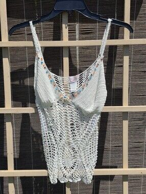 Oh Yes Y2K Vintage Crochet Beads & Shells Festival Top Large